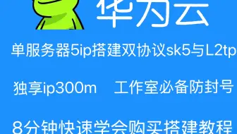 华为云最新单服务器搭建5IP教程SK5和L2协议工作室防封必备 300M独享网速稳定软路由专用 8分钟学会快速上手