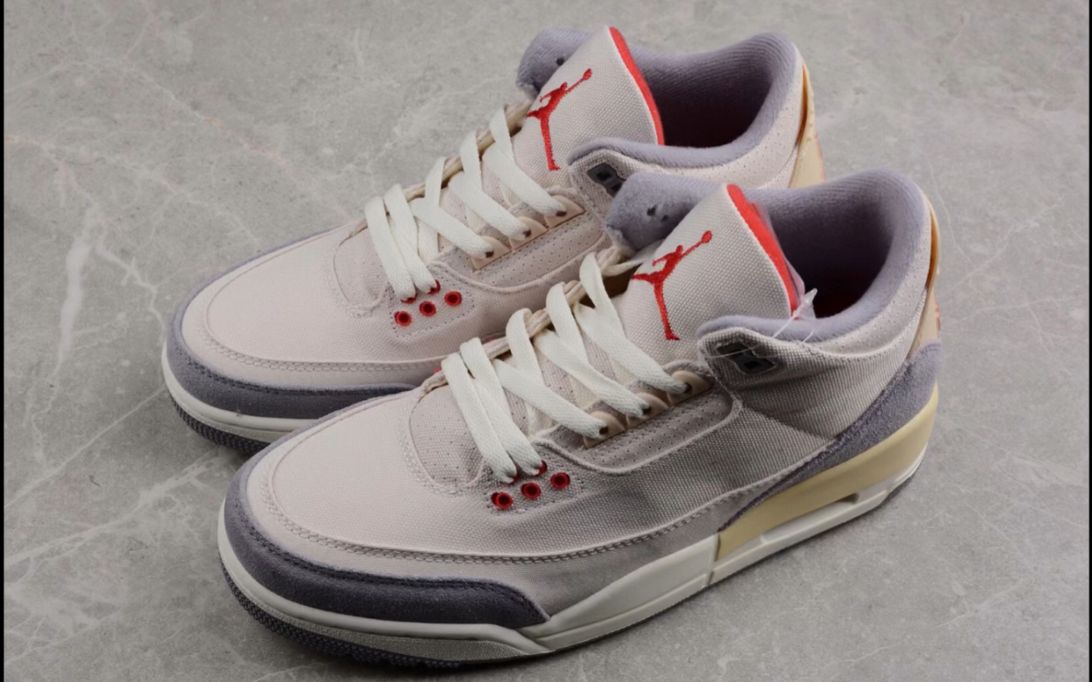 air jordan 3 muslin aj3 乔丹水泥灰染色帆布篮球鞋货号dh7139-100