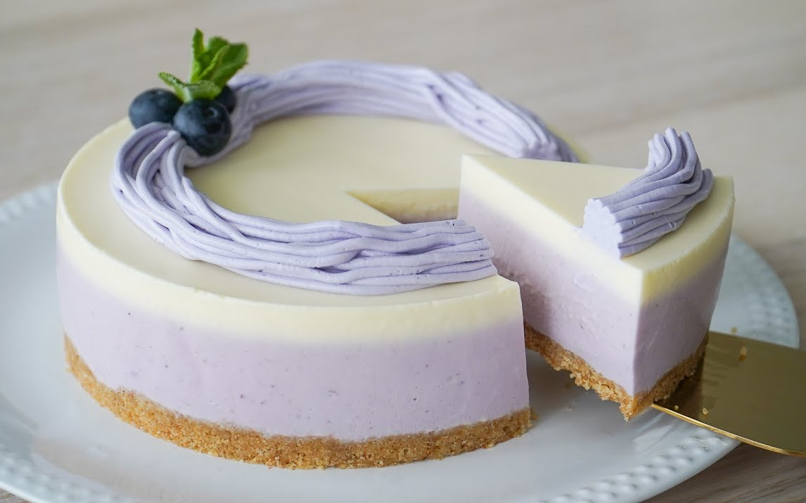 【thy than】免烤蓝莓芝士蛋糕~|no bake blueberry cheesecake