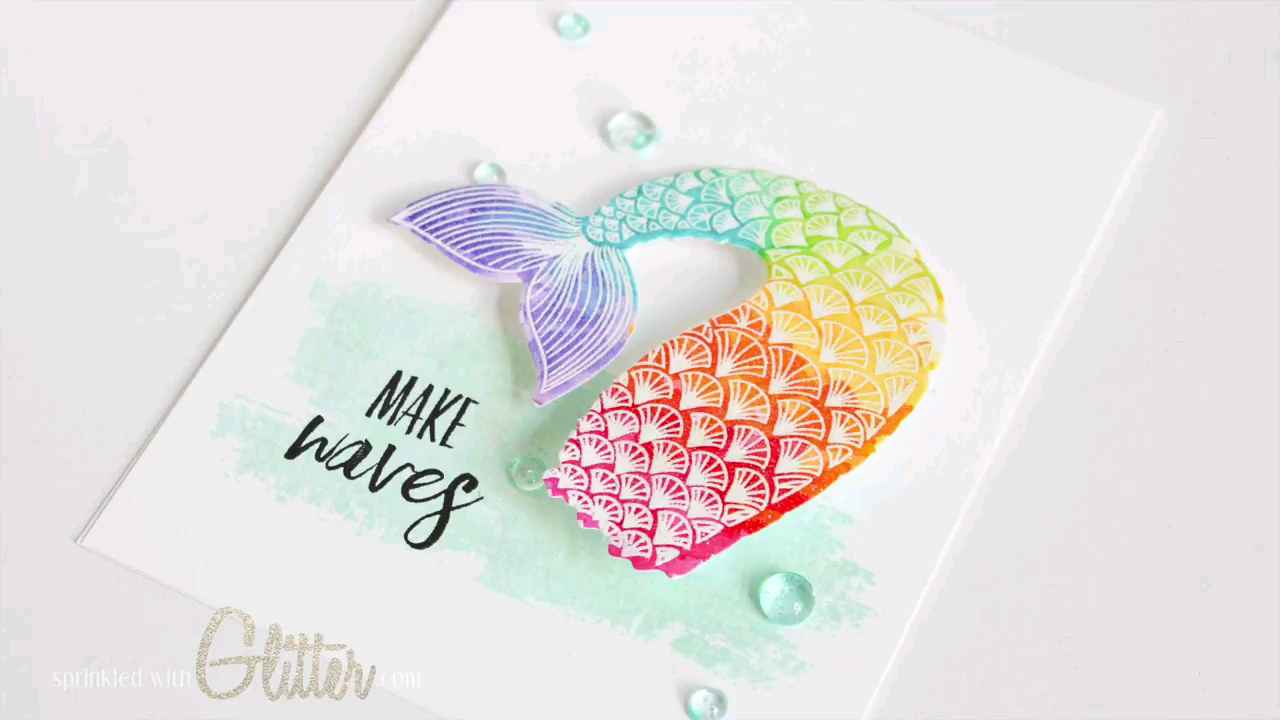 搬运手工卡sparklydistressinkwatercolorbyellenmermaidstail