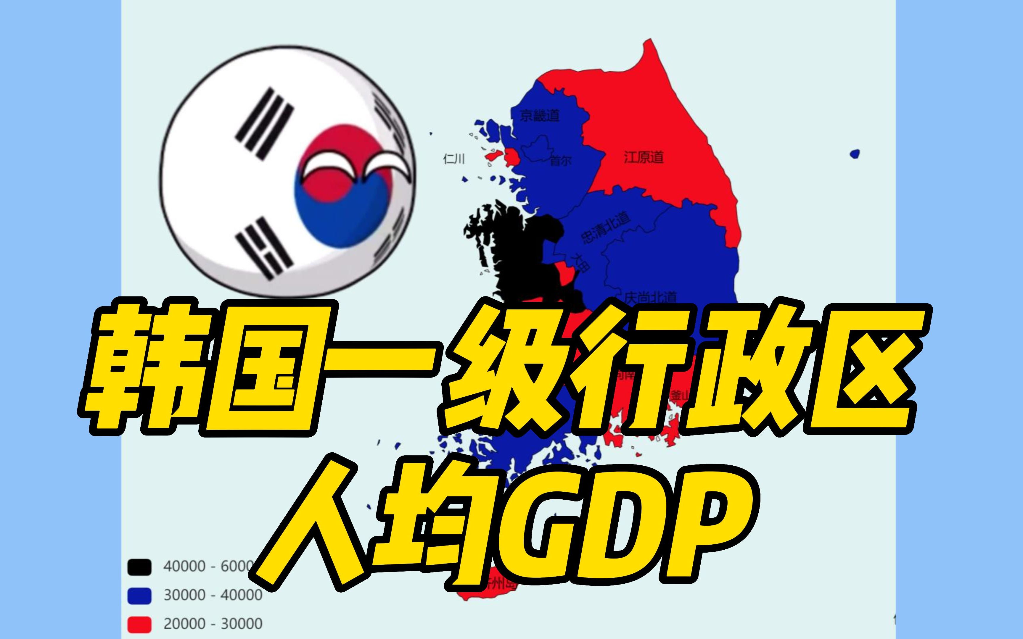 【韩国各一级行政区人均GDP】汉城相当于法国,最高的是这个广域市哔哩哔哩bilibili