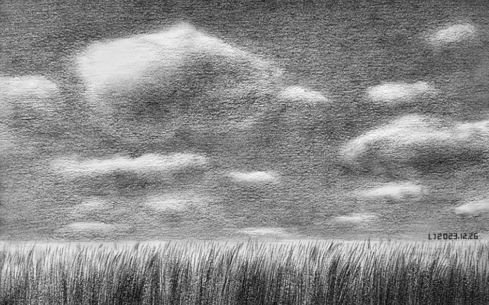 简单素描风景—白云