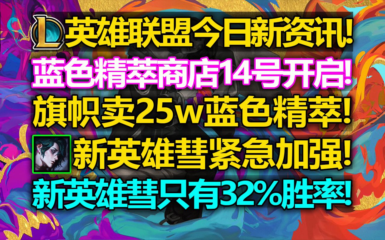 LOL新英雄[彗]紧急加强!32%胜率太酷啦!蓝色精萃商店14号开启!旗帜卖25w蓝色精萃!LOL今日新资讯!-LOL小绿毛资讯-LOL小绿毛 ...