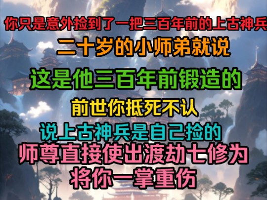 [图]你只是意外捡到了一把三百年前的上古神兵，二十岁的小师弟就说，这是他三百年前锻造的，前世你抵死不认，说上古神兵是自己捡的，师尊直接使出渡劫七修为将你一掌重伤。