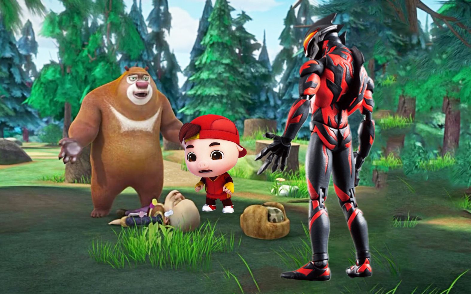 熊出没熊大误会贝利亚奥特曼让光头强晕倒,猪猪侠说明真相