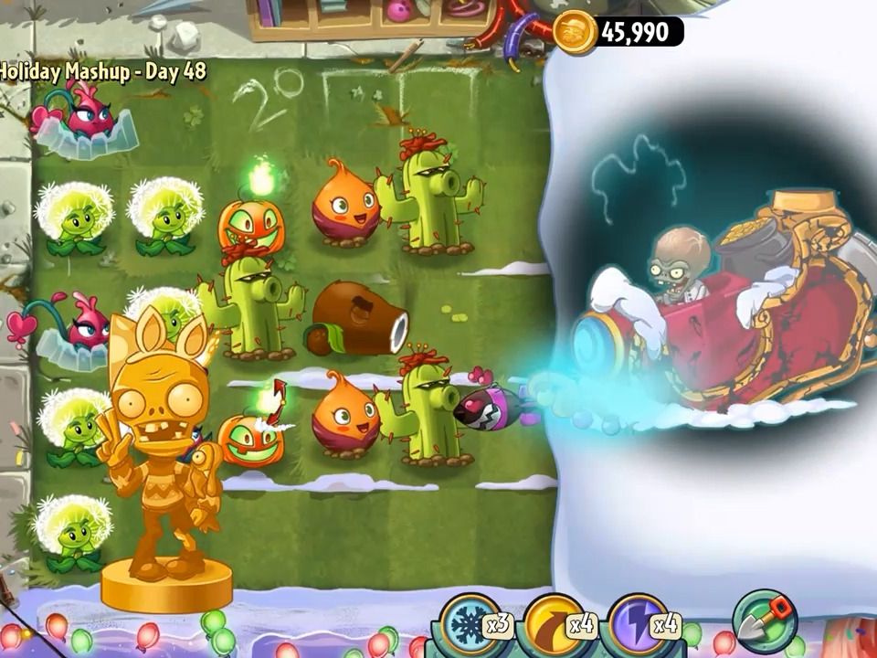 [图]【植物大战僵尸2返茂版 PvZ 2: Reflourished】禁叶通关节日混搭第48天僵王僵尸博士BOSS