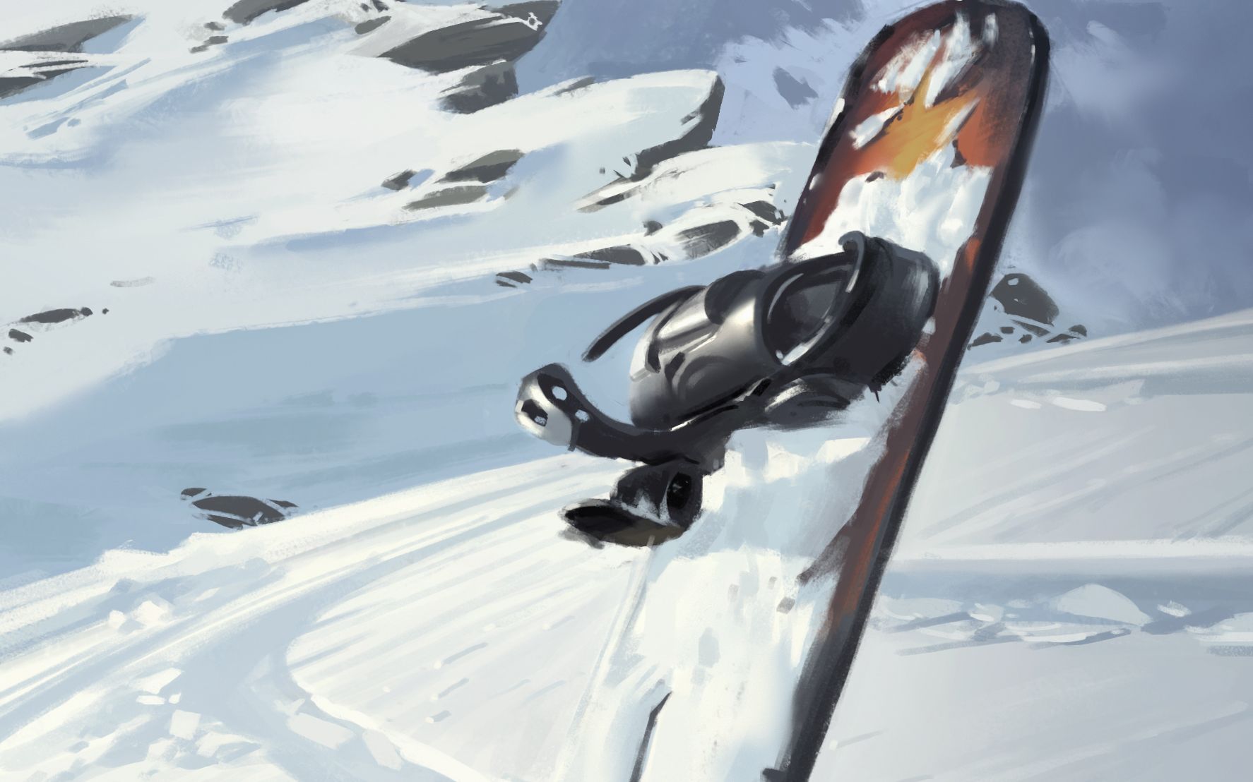 【速途·带你去看世界】幻想世界绘画—雪山单板滑雪