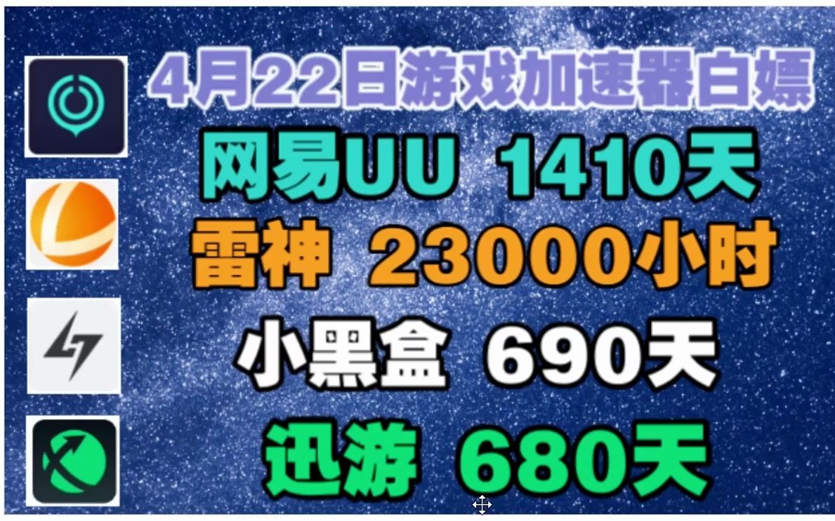 uu加速器兑换码【4月22日】uu白嫖1410天 雷神23000小时 迅游/小黑盒/奇妙/nn加速器690天!网络游戏热门视频