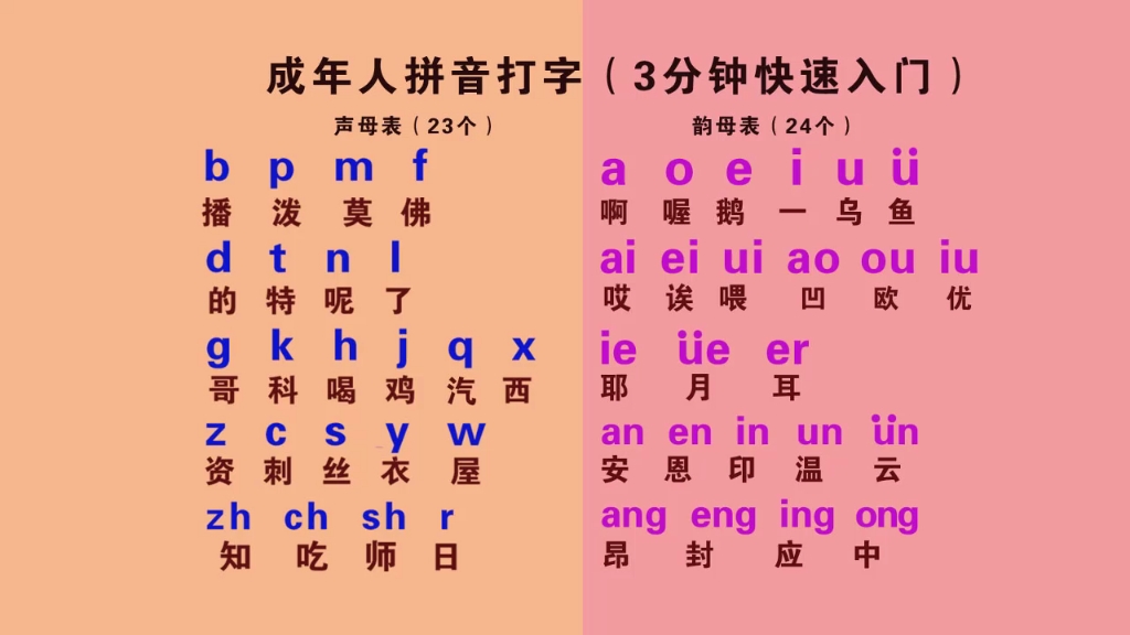 零基礎漢語拼音字母表-韻母聲母,整體認讀音節,初學者能快速學