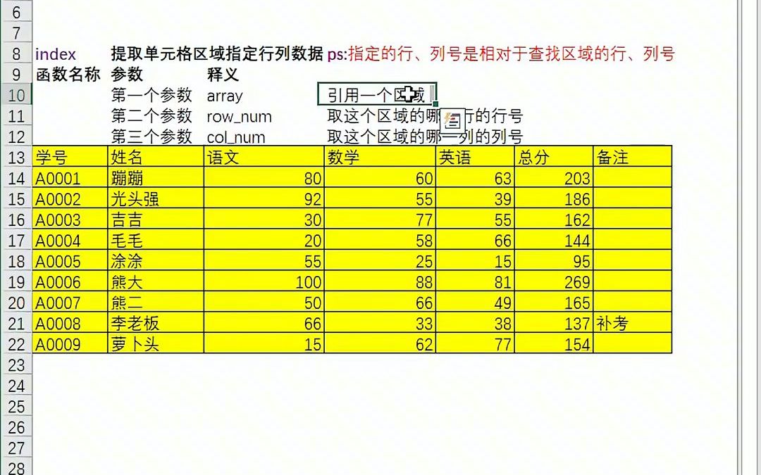 23Excel常用函数之index函数精讲(一)取指定行列的数据#e  抖音哔哩哔哩bilibili