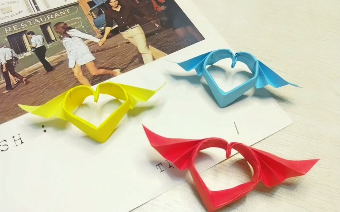 【变废为宝】天使之翼爱心折纸,简单带翅膀爱心折纸