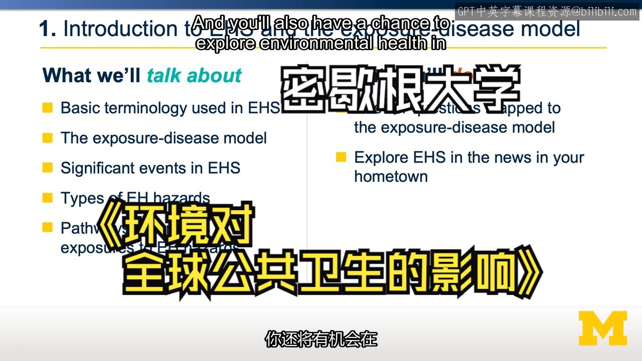 密歇根大学《环境对全球公共卫生的影响(4课全)|Impacts of the Environment on Global Public Health》中英字幕哔哩哔哩bilibili