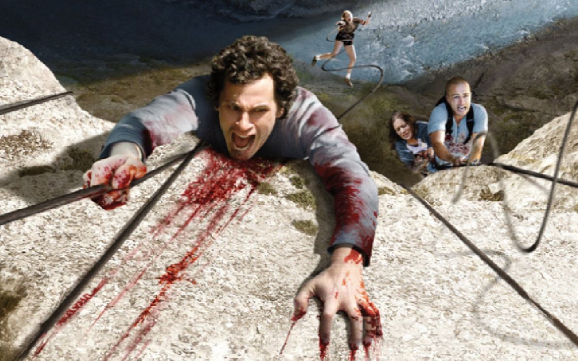 惊悚片五人作死去禁区探险遭遇变态杀人魔在悬崖上展开搏斗