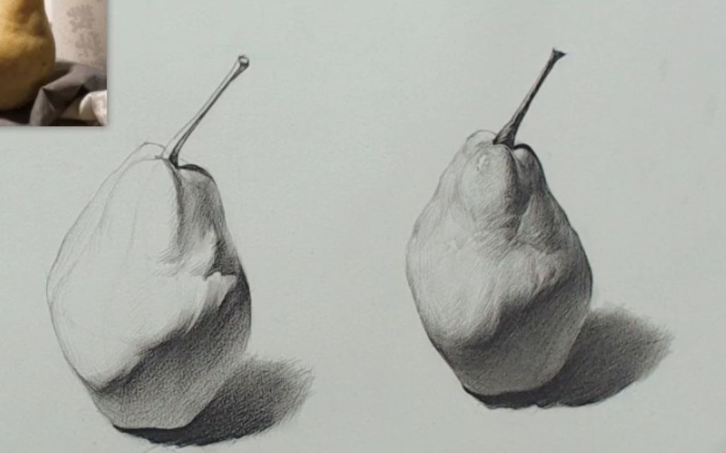 【素描教学】这节课就来讲讲素描静物 梨的画法_哔哩哔哩_bilibili