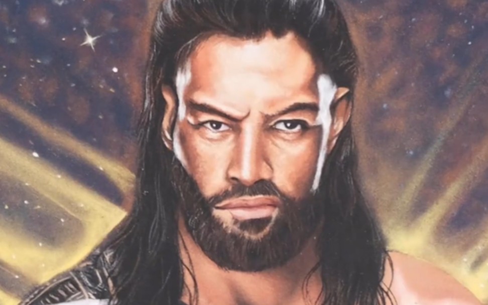 [图]国外粉丝用沙画画出的一家之主，部落酋长Roman Reigns，感觉非常像