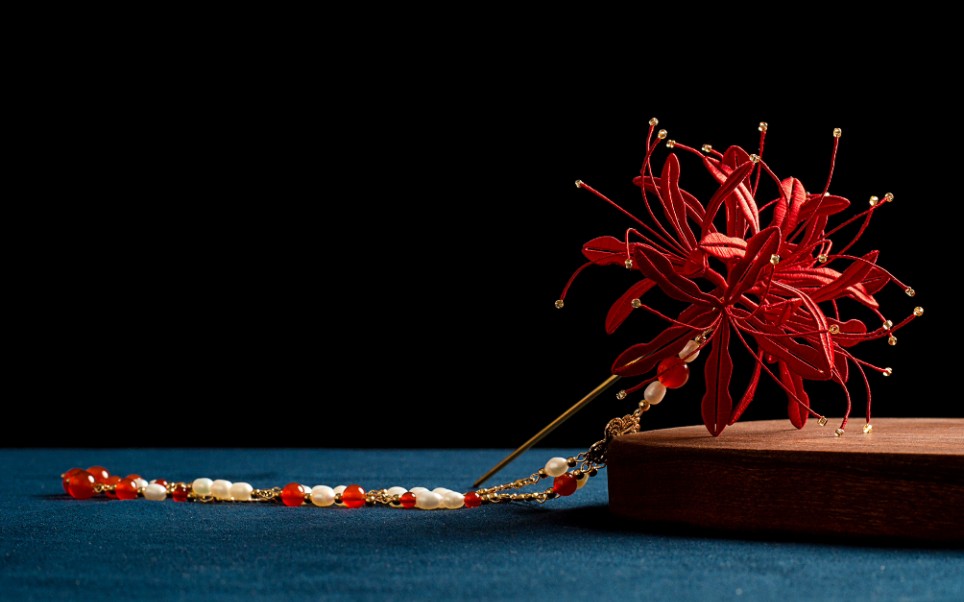 缠花彼岸花曼珠沙华,汉服古风coser发饰国风发簪制作教程.