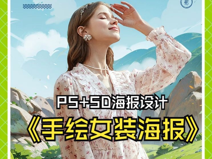 PS+SD合成手绘女装海报哔哩哔哩bilibili