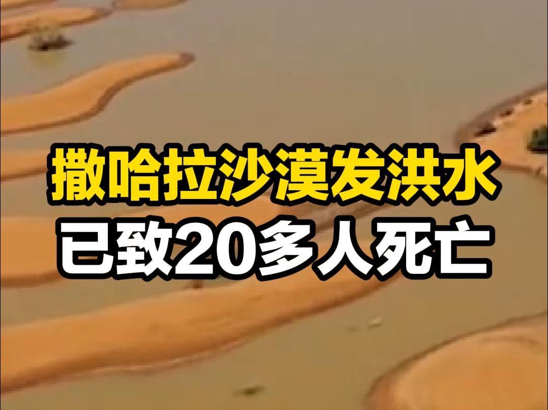 央视新闻消息:撒哈拉沙漠发洪水,已致当地20多人死亡.雨量之大为数十年来少见,可能改变当地未来几个月甚至几年的天气走向,或将引发更多风暴....