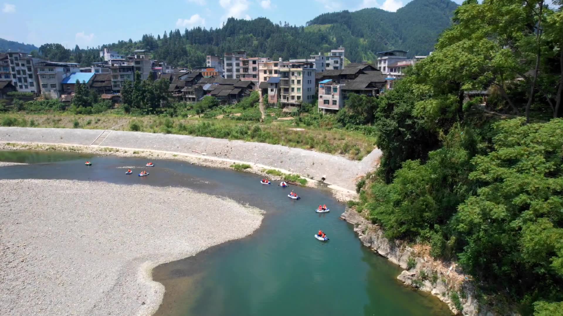 夏日炎炎来寨蒿太极古镇体验漂流的乐趣实拍寨蒿漂流勘查活动