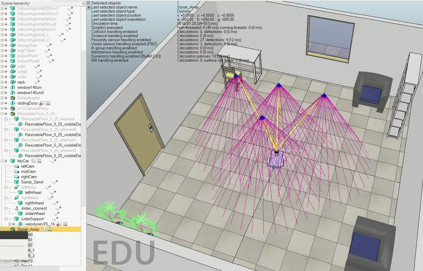 基于分体超声波单元的移动机器人定位系统仿真实例(vrep)