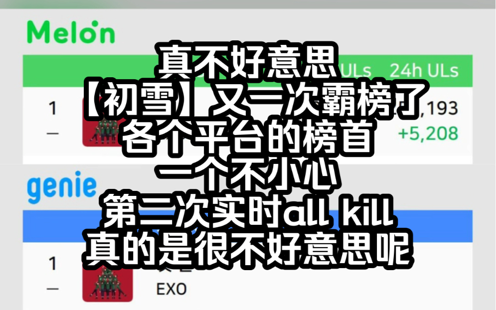 【exo】【初雪】真不好意思【初雪】又一次霸榜了各个平台的榜首一个不小心第二次实时all kill真的是很不好意思呢哔哩哔哩bilibili