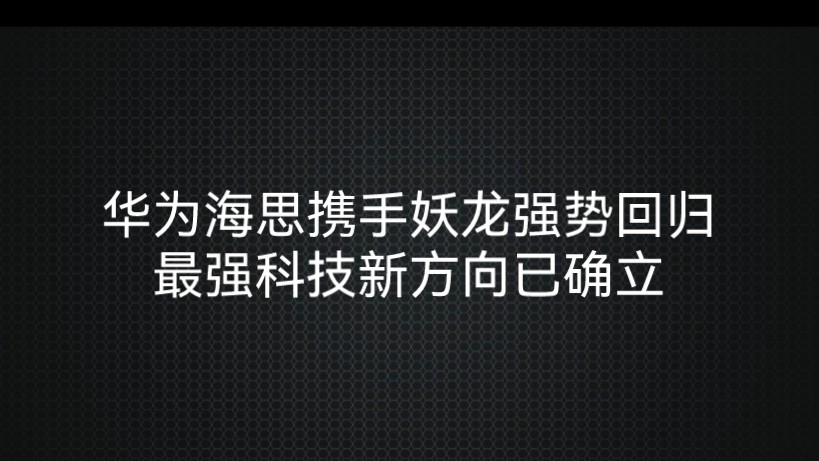 华为海思携手妖龙强势回归,最强科技新方向已确立?哔哩哔哩bilibili