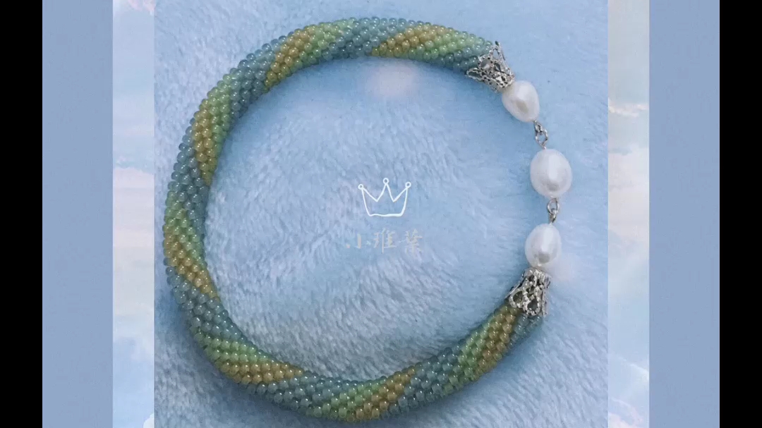 串珠带珠钩针编织手镯御幸米珠珍珠