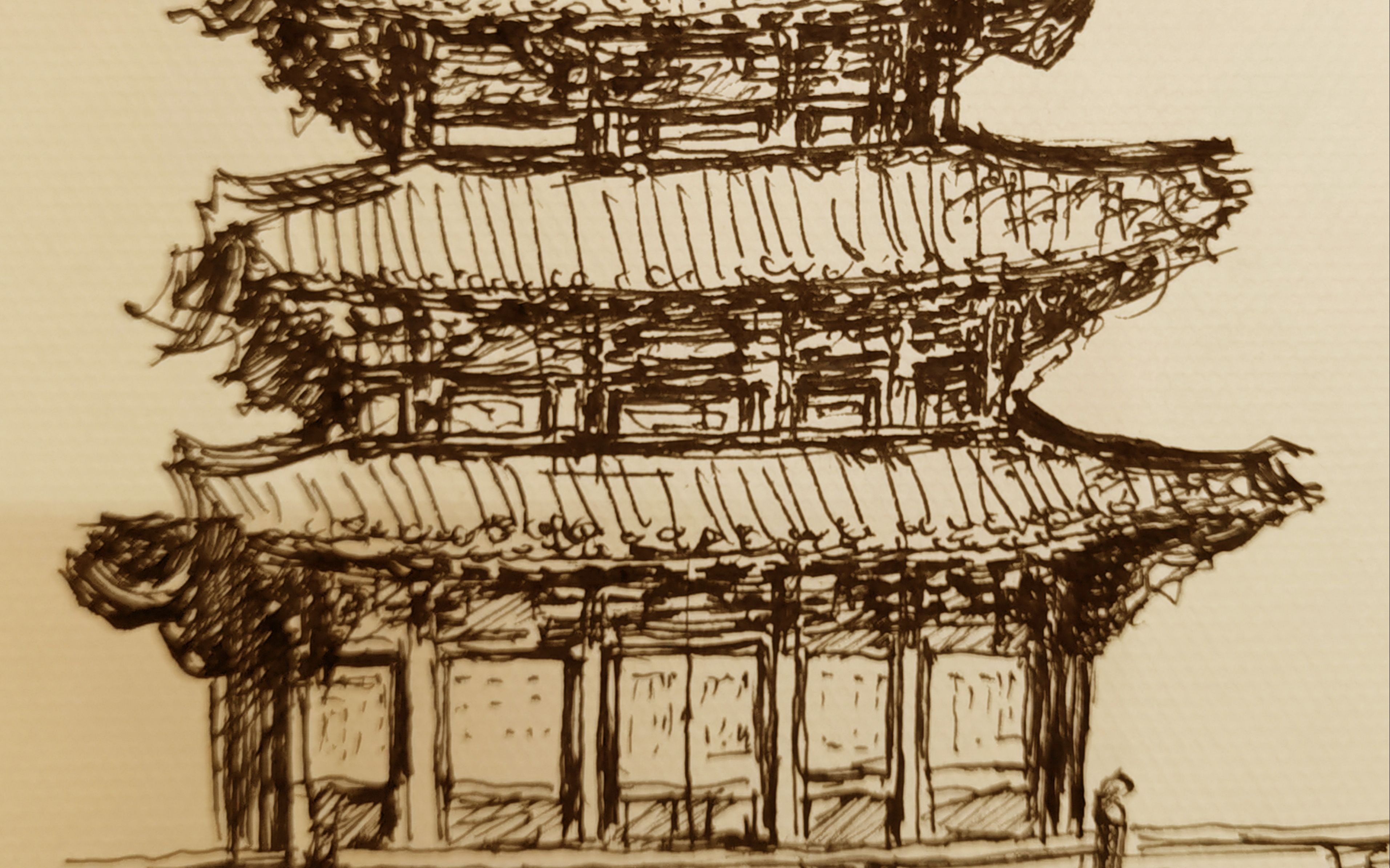 【无起稿练习】古建筑速写