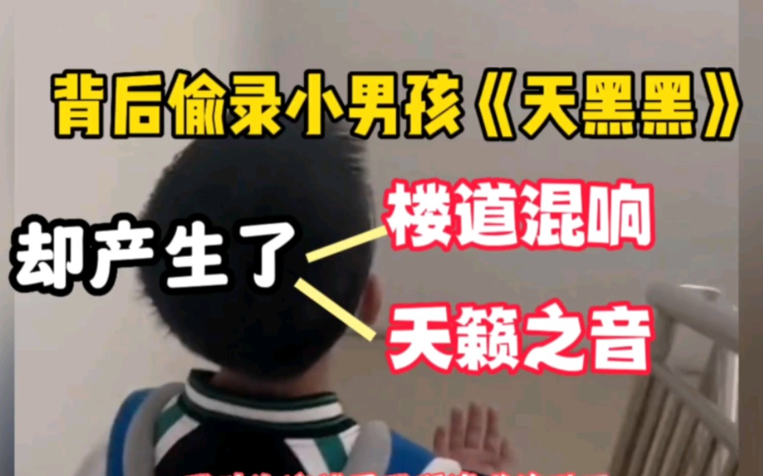 [图]若没早恋，根本唱不出这感觉，妈妈背后偷录小男孩唱《天黑黑》，没想到在楼道混响下，产生了天籁之音