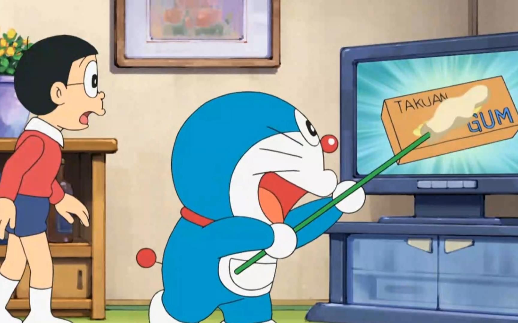 哆啦a梦:取出电视屏幕里的东西,胖虎却被电视里的牛头怪给抓了