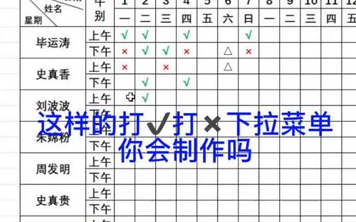 [图]零基础学电脑，考勤表既能打✔️又能打✖️的下拉菜单，你一定要学会它，办公技巧 ，文员 ，职场 ，干货