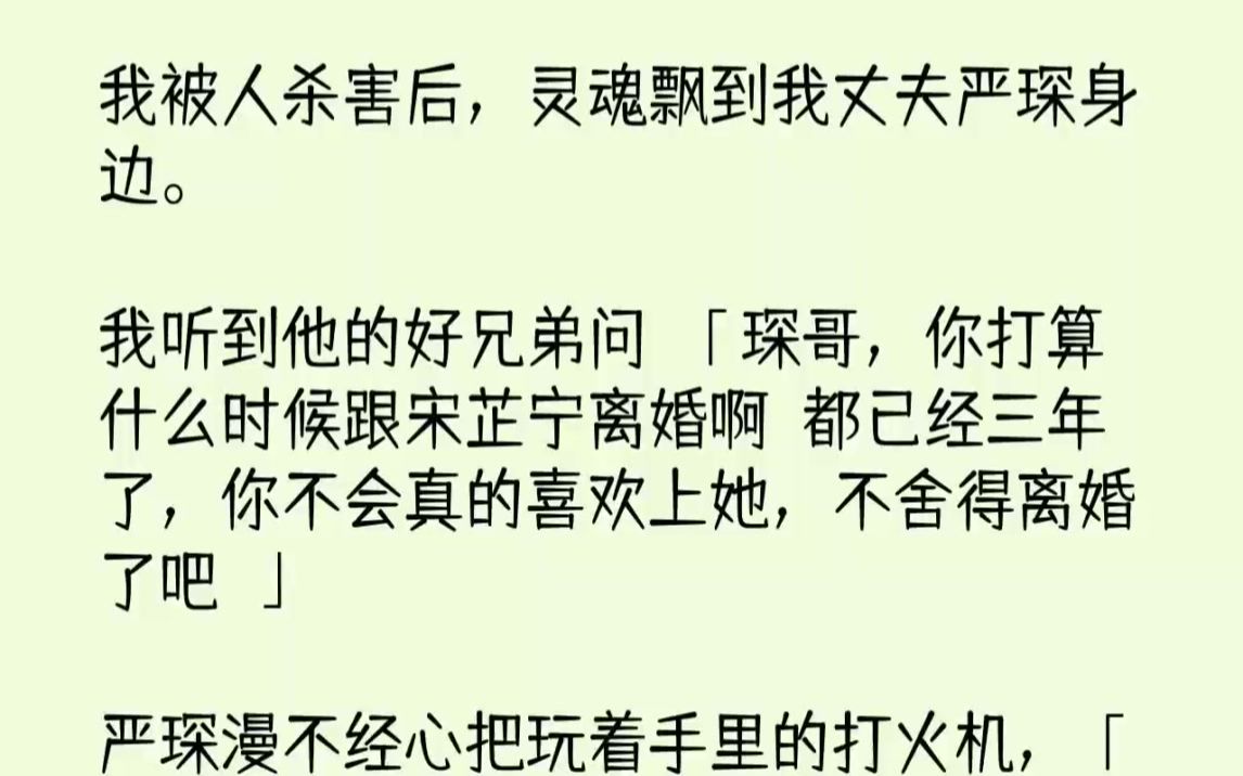 【完结文】我被人杀害后,灵魂飘到我丈夫严琛身边.我听到他的好兄弟问琛哥,你打算什...哔哩哔哩bilibili