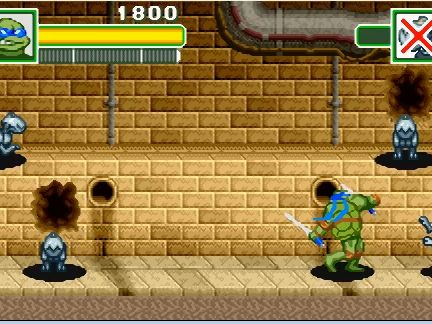 gba忍者神龟1(不掉血)容易难度 通关视频