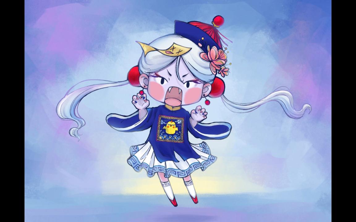 【板绘过程】中元节一只迟到的小僵尸,q版人物