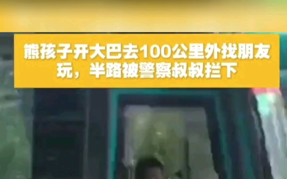 [图]熊孩子开大巴去100公里外找朋友玩，半路被警察拦下