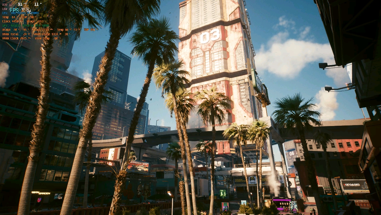 4k赛博朋克2077,光追4090帧数