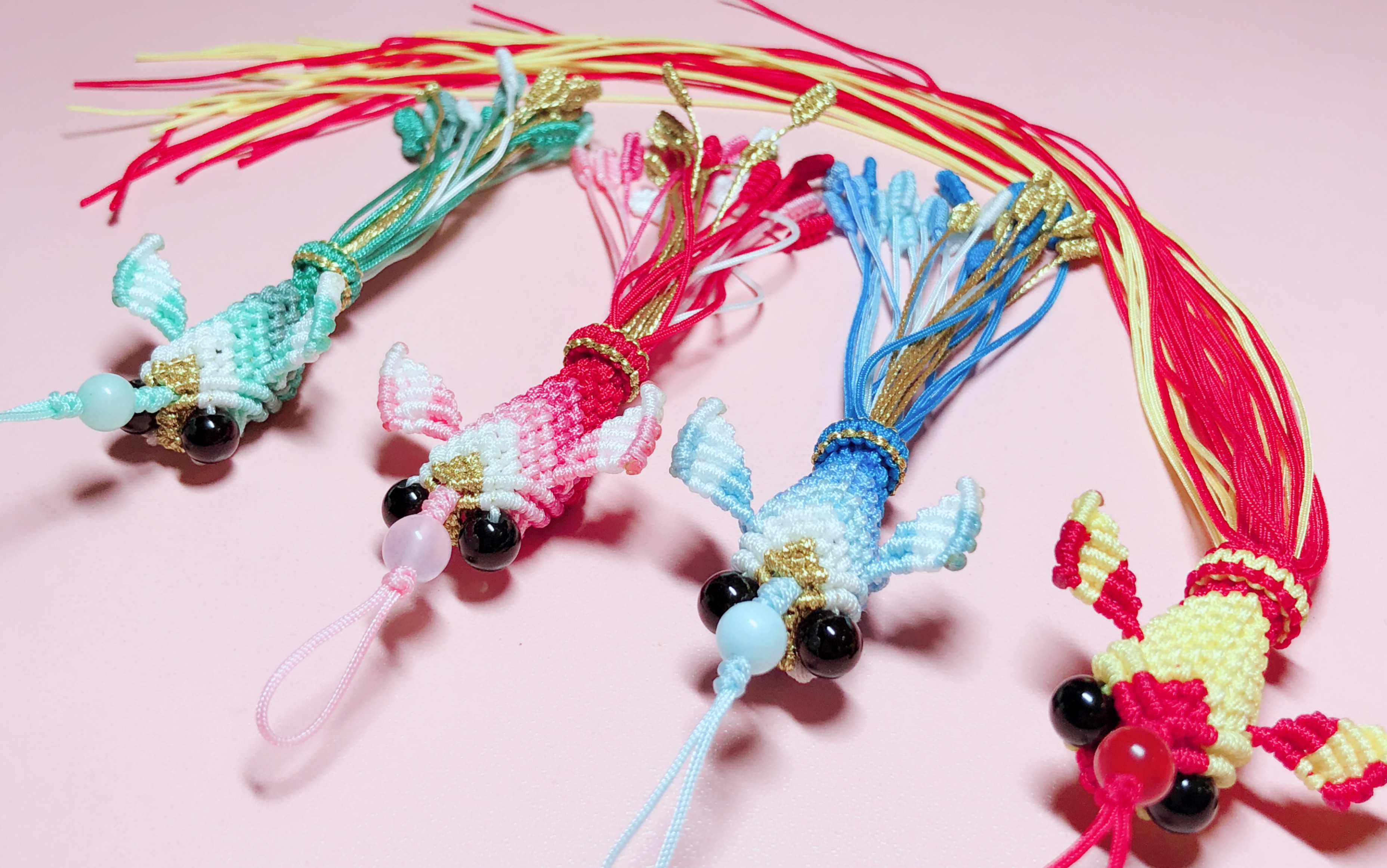 【编绳】84 渐变色小金鱼挂坠  快快学起来吧