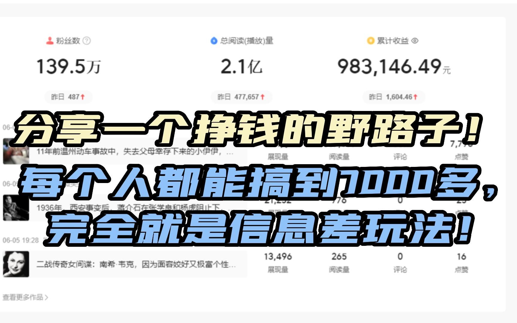 分享一个挣钱的野路子,每个人都能搞到7000多,完全就是信息差玩法!哔哩哔哩bilibili