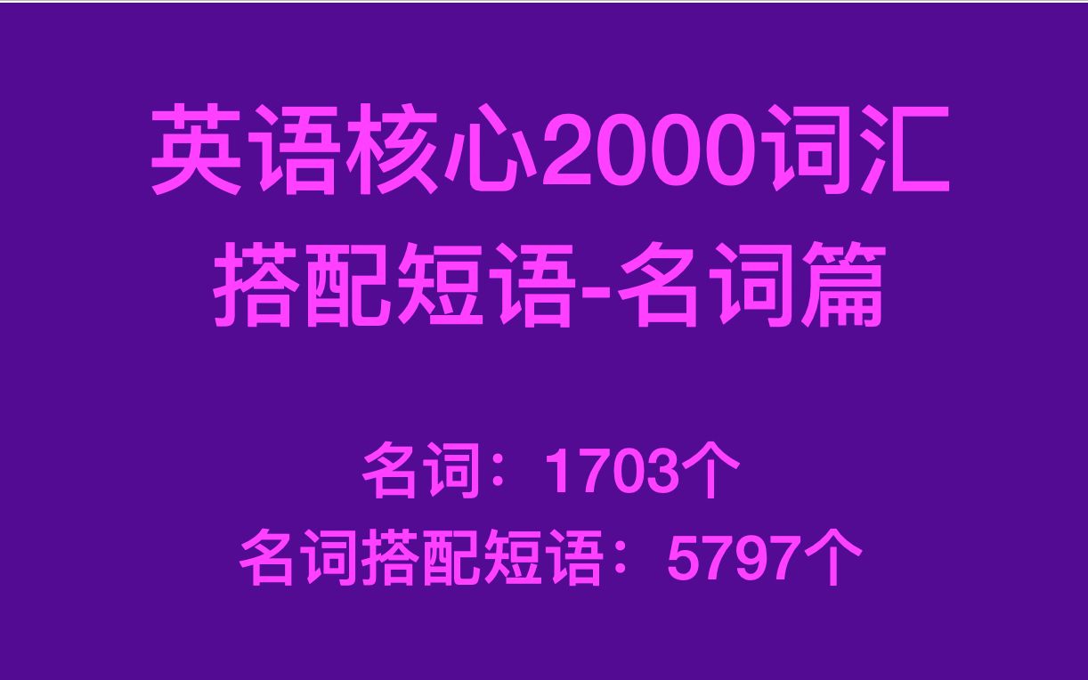 英语2000核心词汇搭配短语名词篇哔哩哔哩bilibili