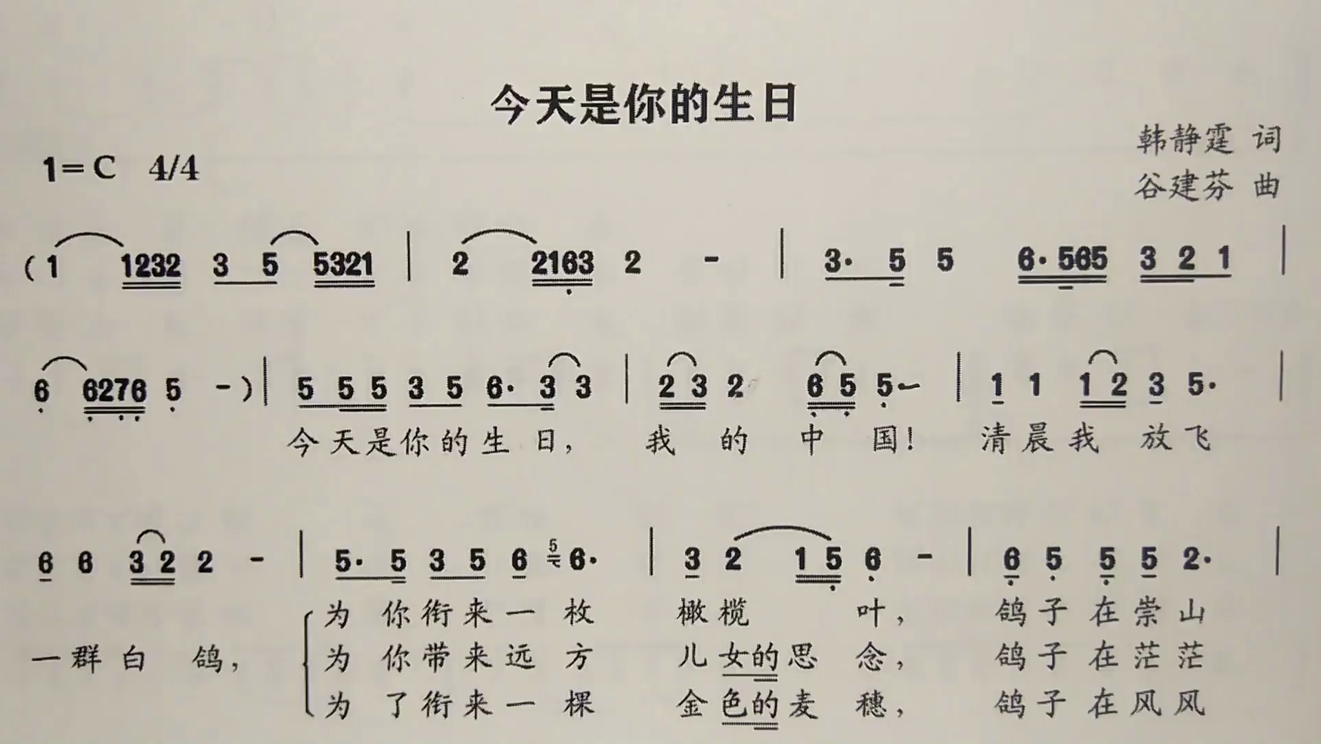 简谱视唱《今天是你的生日》,逐句领唱,带你轻松学唱谱哔哩哔哩bilibili