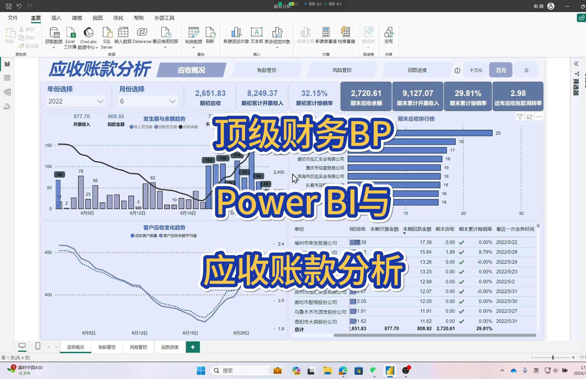 Power Bi与财务分析综合应用案例:应收账款分析哔哩哔哩bilibili