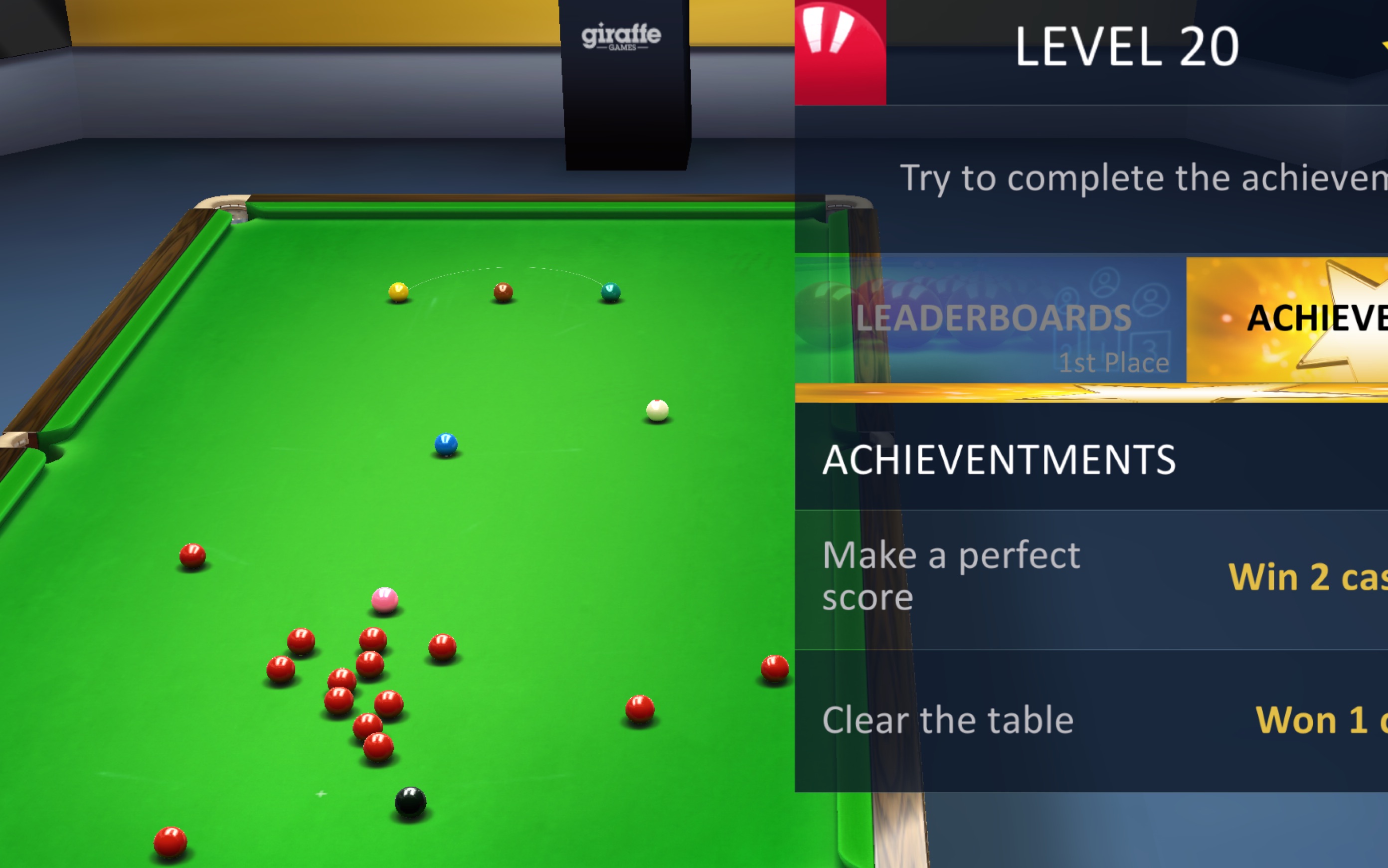 【斯诺克之星】snooker stars 第20关单杆136分回放