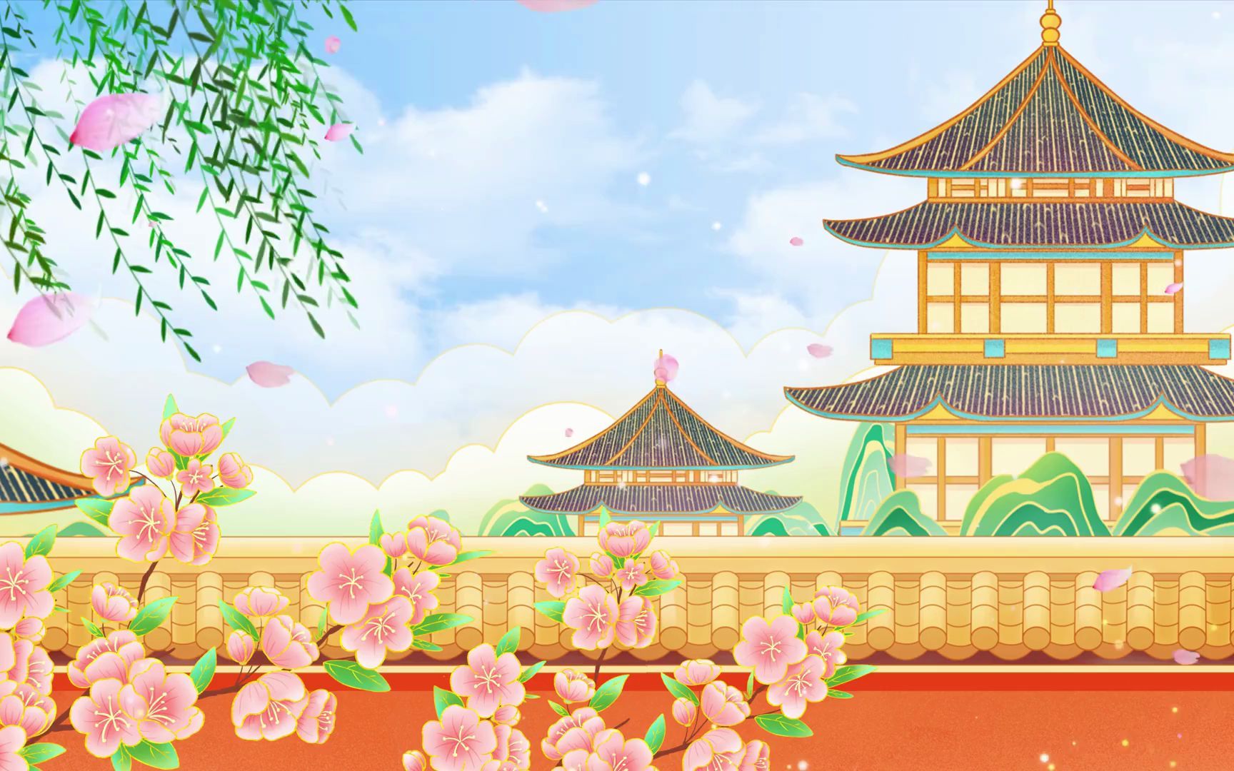 唯美春天桃花舞台背景视频3561212
