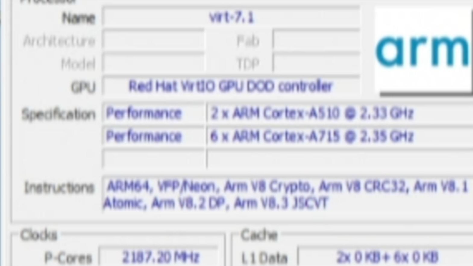 !谷歌自研~Tensor3处理器通过KVM虚拟机运行win11arm 分配8个核心状态下性能参数和CPU-Z测试得分!感谢粉丝“suiyow”提供测试视频!