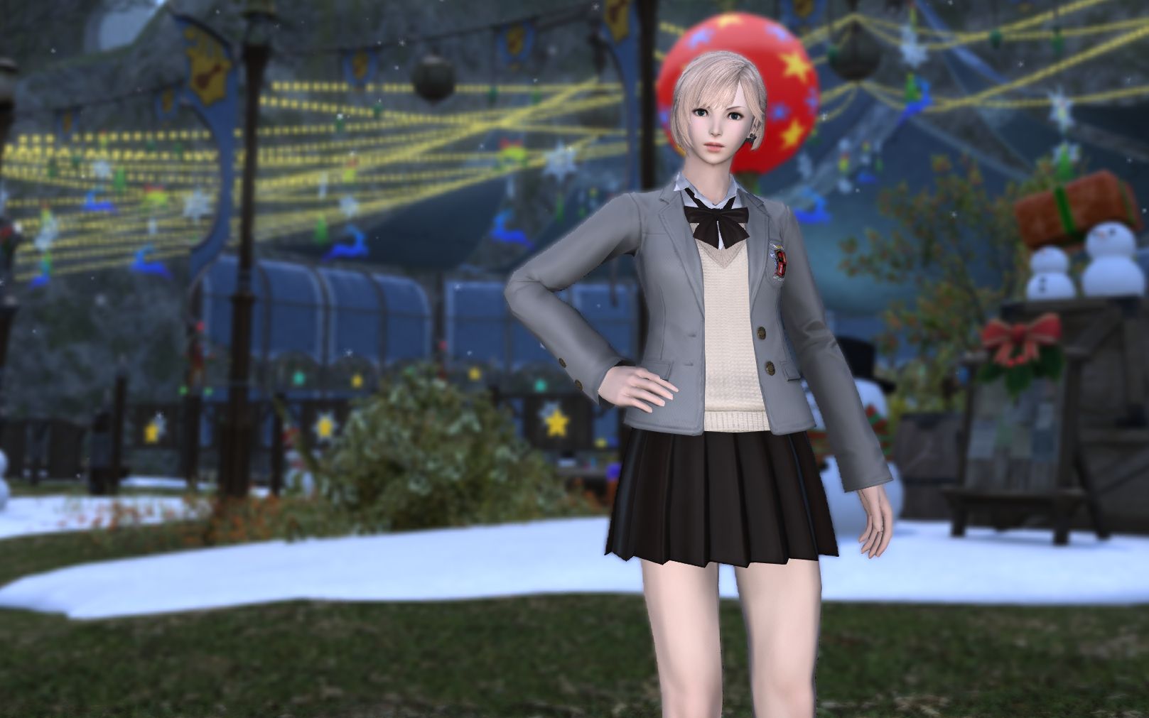 最终幻想14新时装冬款校园制服男女双款实机展示