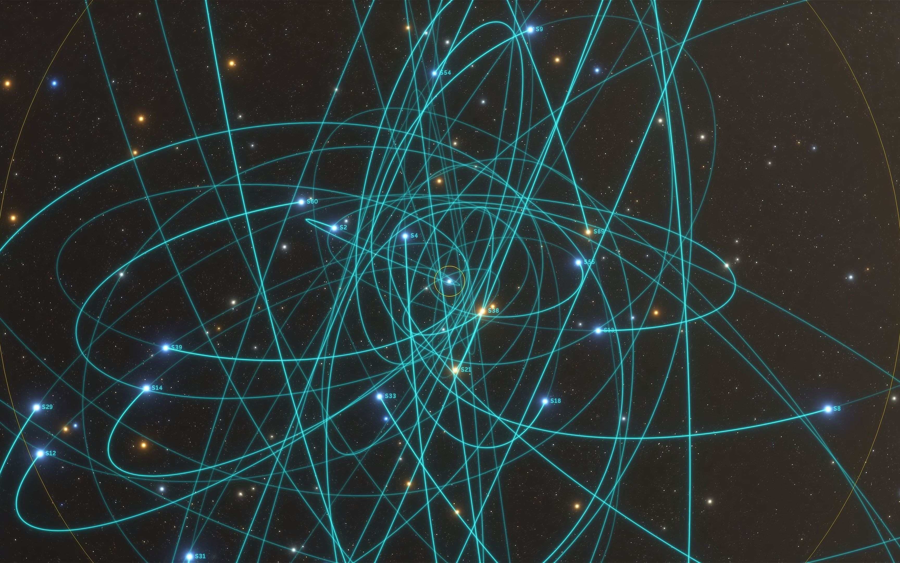 [4k]动画模拟"围绕银河系中心黑洞的恒星轨道"