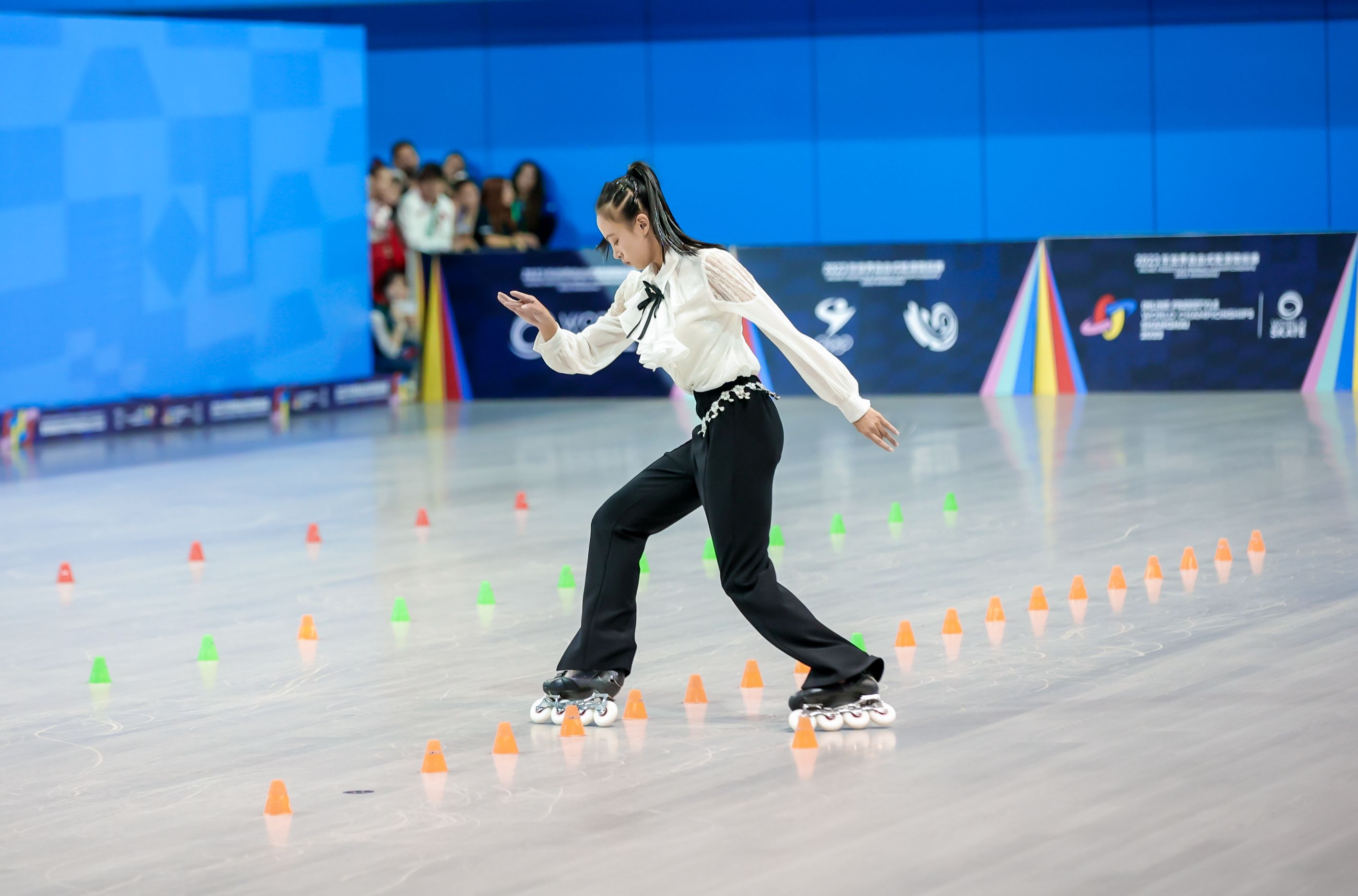 青年女子花式绕桩第五名朱思怡(中国)-视角2|2023年世界自由式轮滑