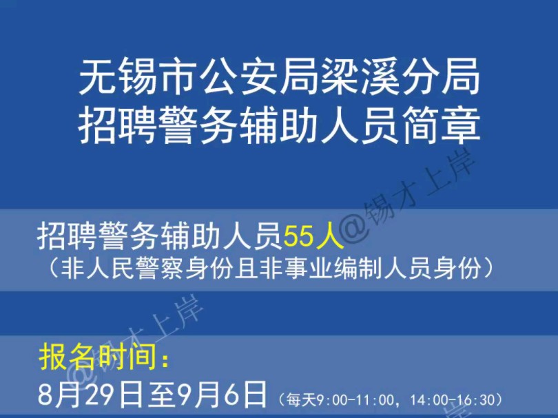 无锡市公安局梁溪分局招聘警务辅助人员(巡防处警、警情平台值守、文书内勤、交警铁骑)简章哔哩哔哩bilibili