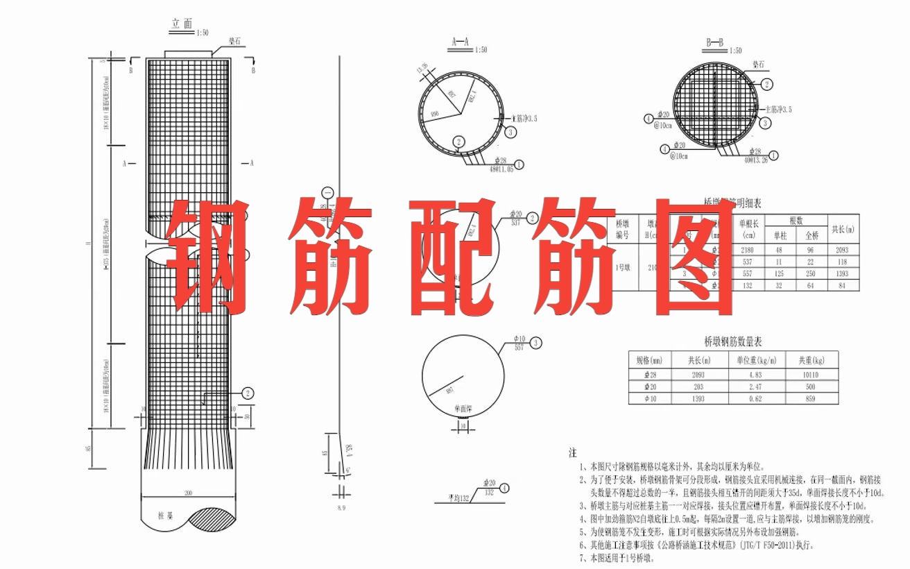 桥梁工程施工图识读桥梁识图入门桥梁钢筋识图桥墩钢筋配筋图