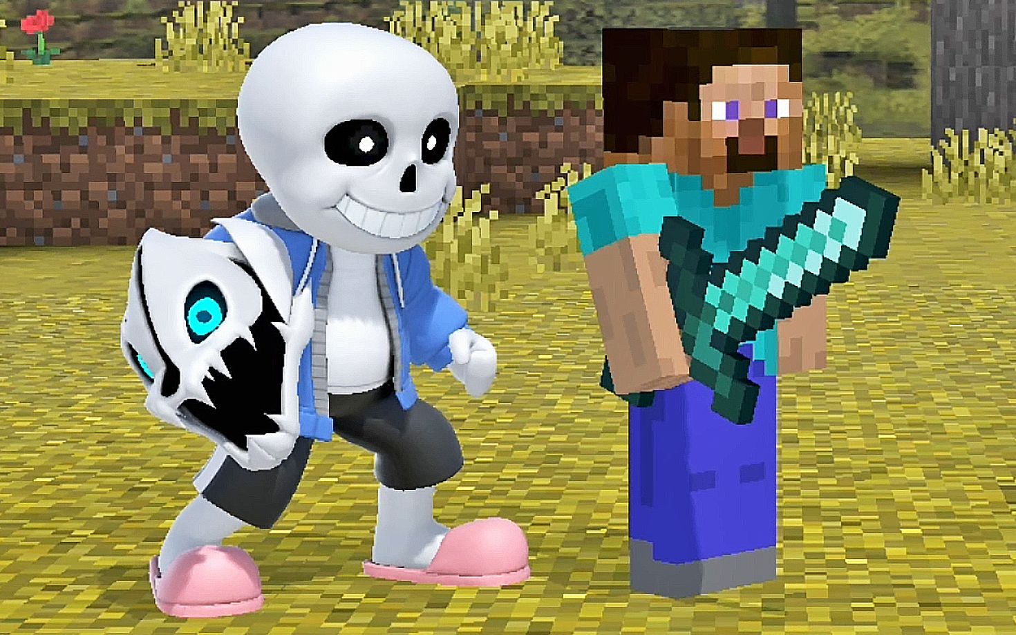 传说之下sans大战mc史蒂夫!任天堂明星大乱斗特别版